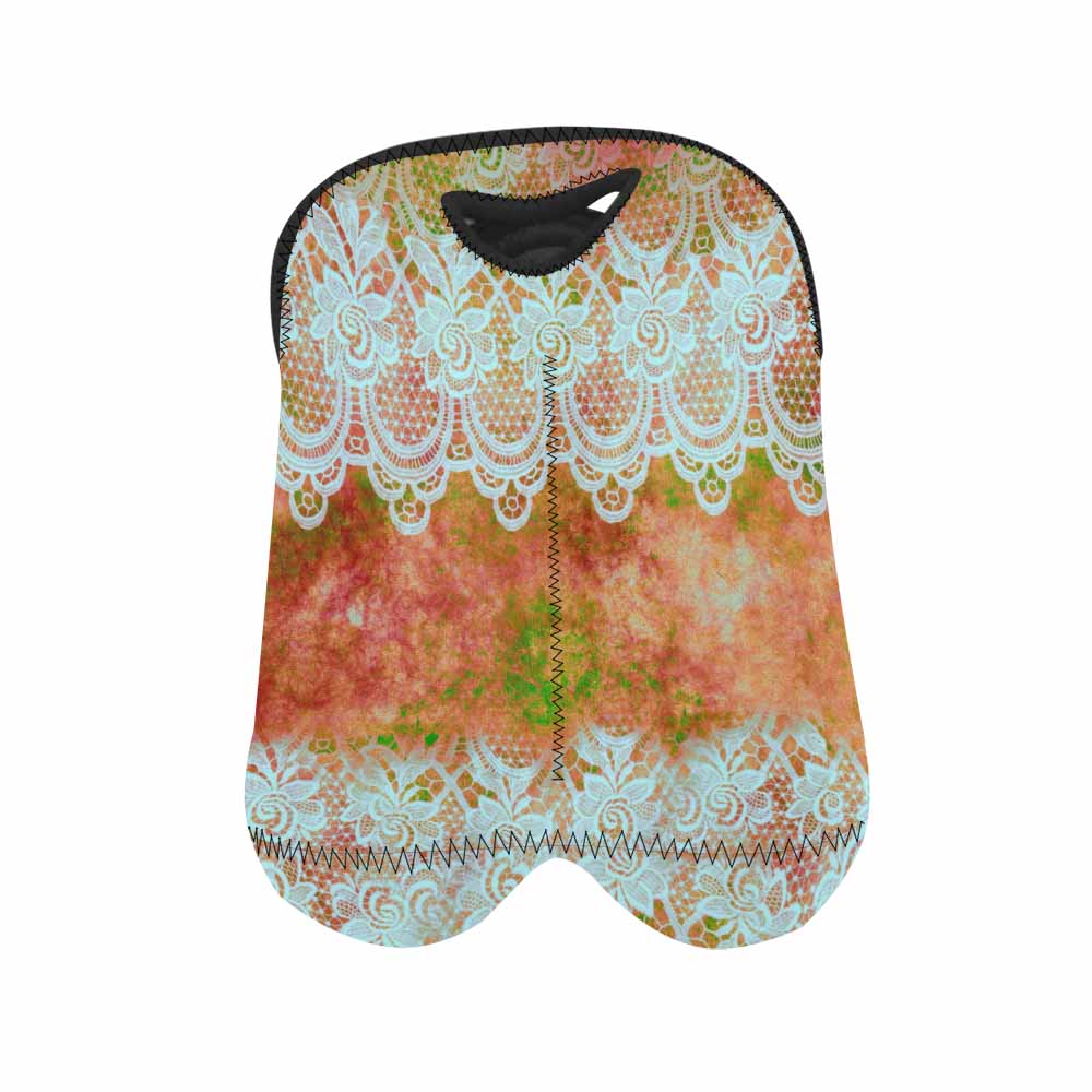 2 Bottle Victorian lace print wine bag, Design 31