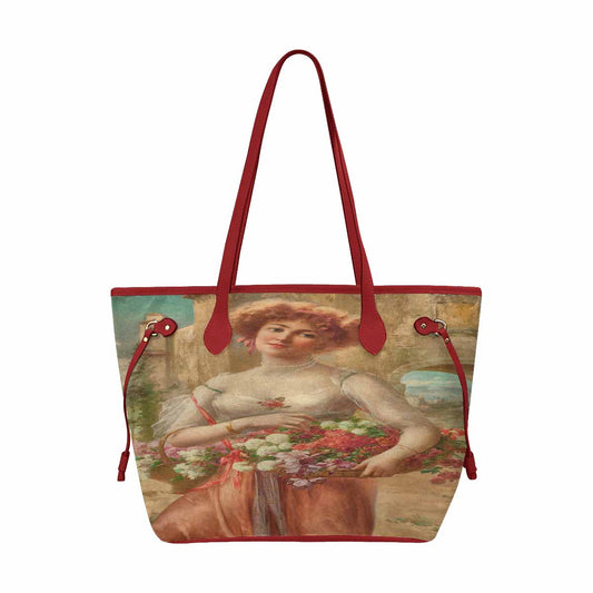Victorian Lady Design Handbag, Model 1695361, Roses, RED TRIM