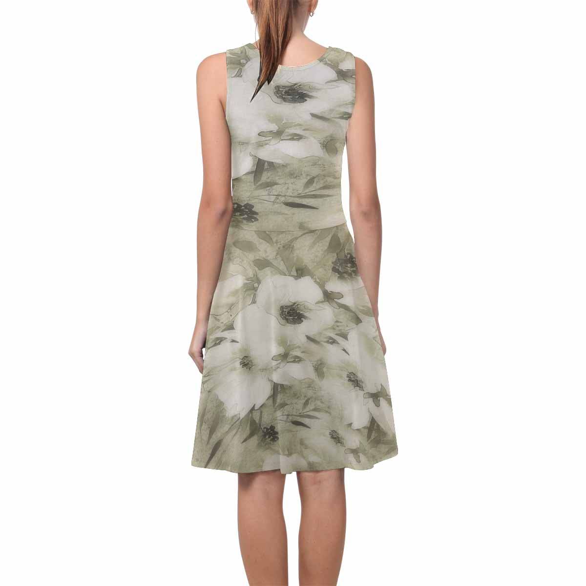 Vintage floral short summer flare dress,  XS to 3XL plus size, model D09534 Design 03x