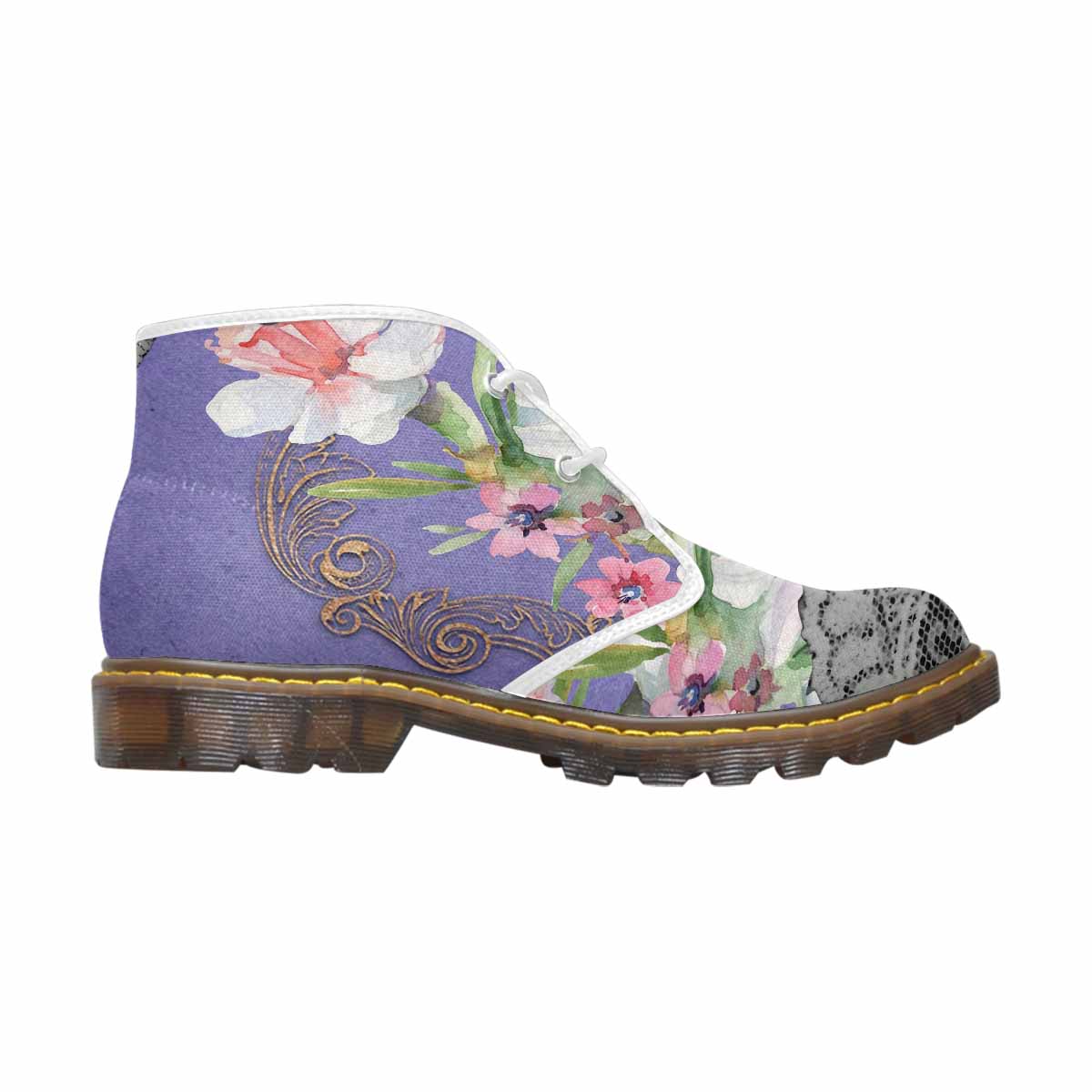 Lace Print, Cute comfy womens Chukka boots, design 45