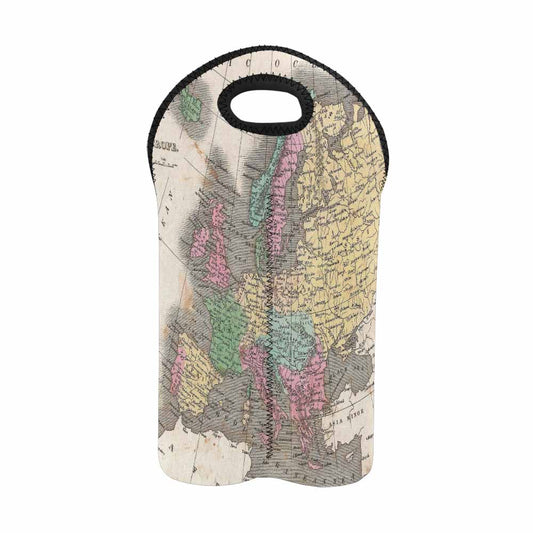 2 Bottle Antique map wine bag,Design 09