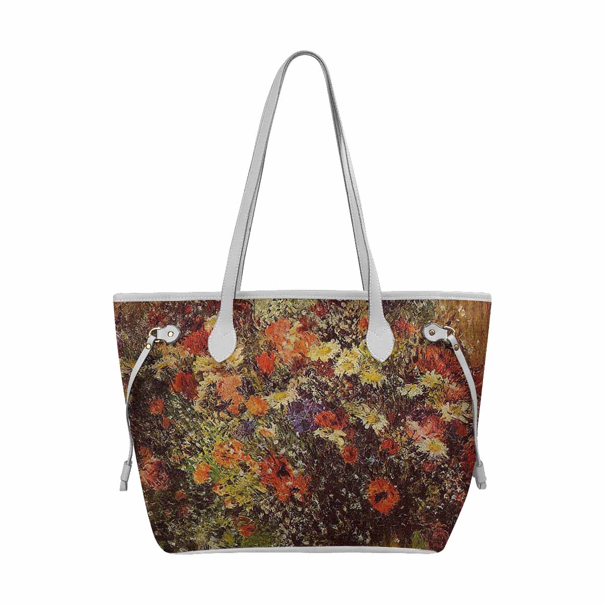 Vintage Floral Handbag, Classic Handbag, Mod 1695361 Design 24, WHITE TRIM