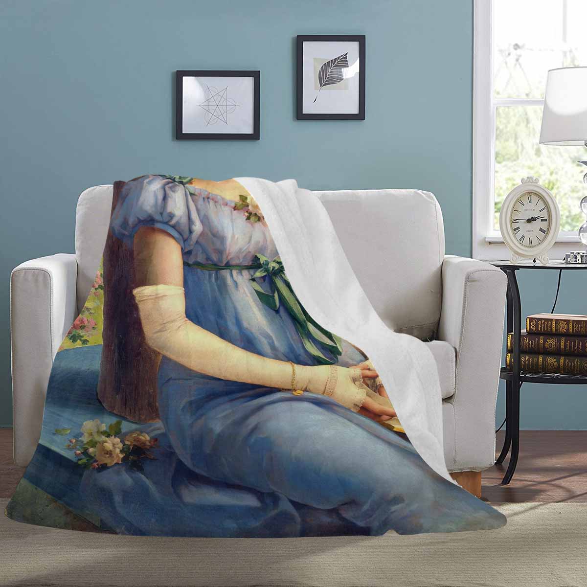 Victorian Lady Design BLANKET, LARGE 60 in x 80 in, A SWEET GLANCE