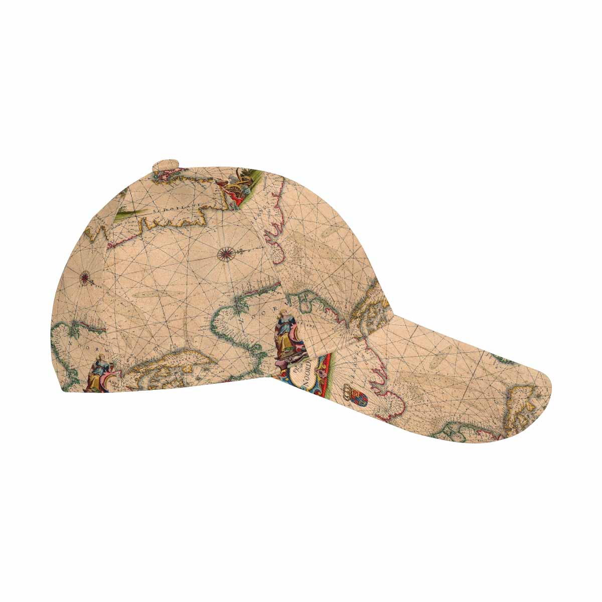 Antique Map design dad cap, trucker hat, Design 7