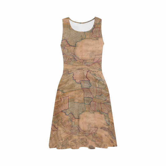 Antique Map casual summer dress, MODEL 09534, design 21
