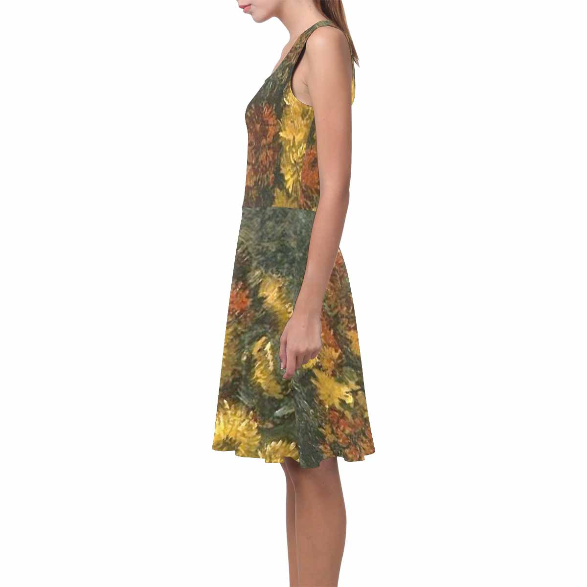 Vintage floral short summer flare dress,  XS to 3XL plus size, model D09534 Design 28