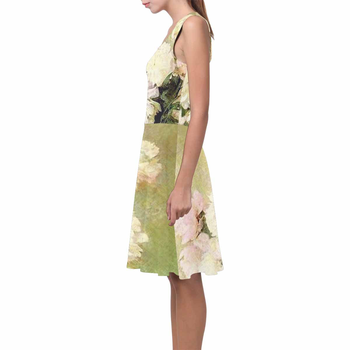 Vintage floral short summer flare dress,  XS to 3XL plus size, model D09534 Design 35