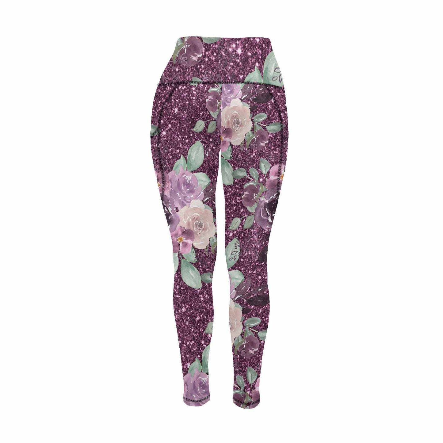 Floral 2, active wear leggings, outside surge, design 36