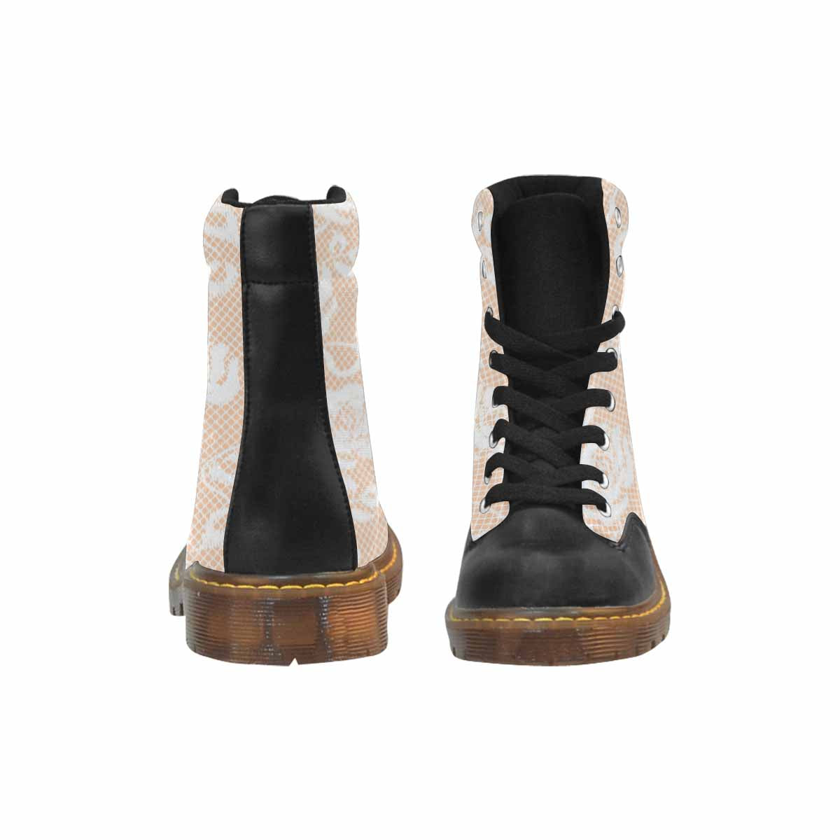 Victorian lace print, cute but tough, Winter walk about  boots, design 16