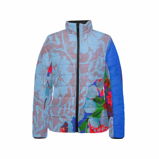 Victorian Lace print womens padded quilted jacket, design 46