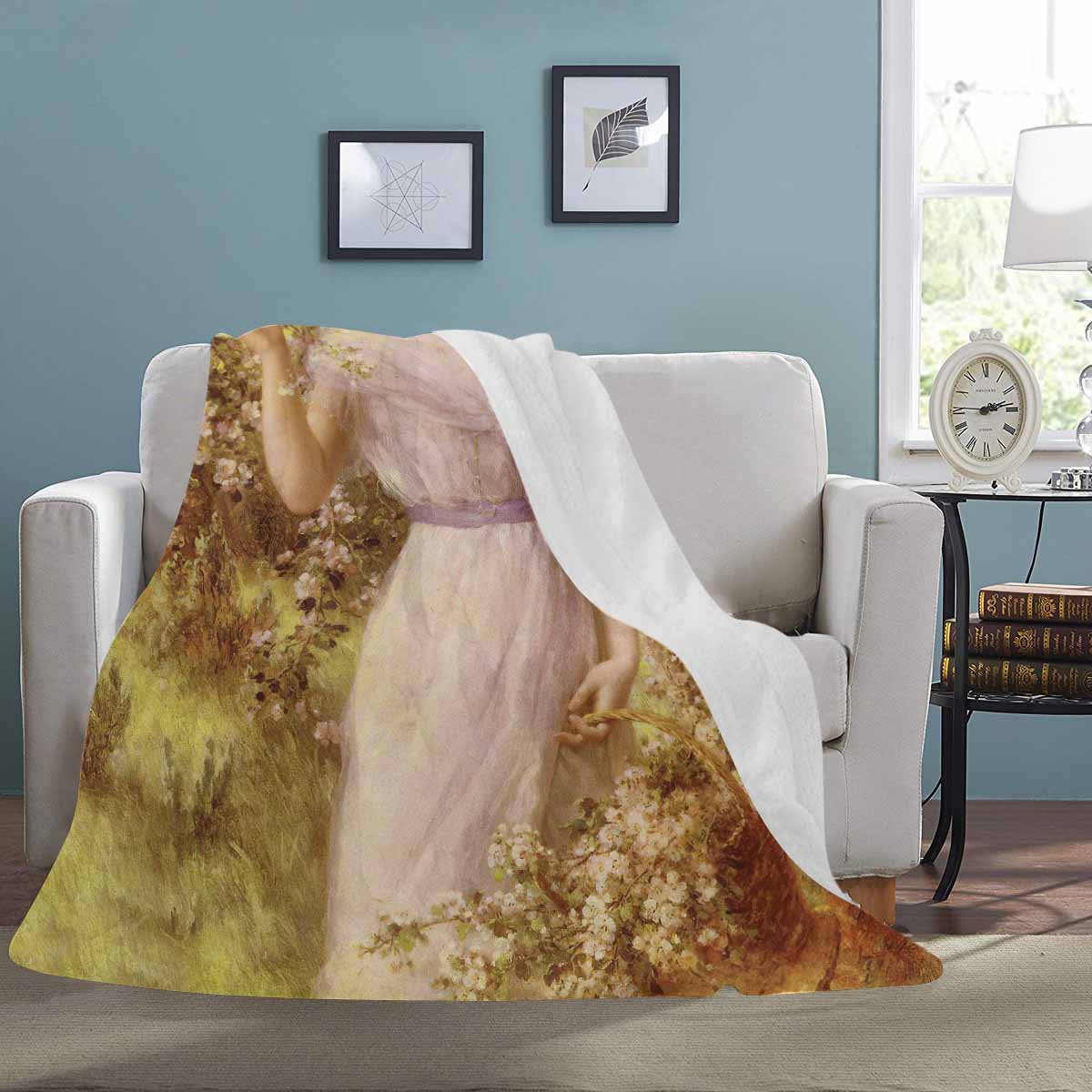 Victorian Lady Design BLANKET, LARGE 60 in x 80 in, CHERRY BLOSSOM