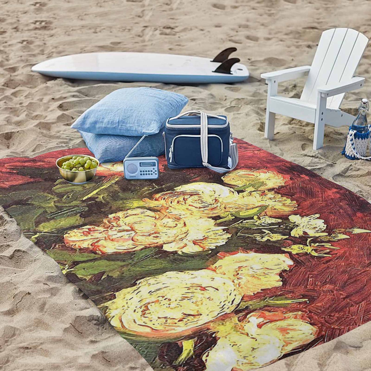 Vintage Floral waterproof picnic mat, 81 x 55in, Design 27