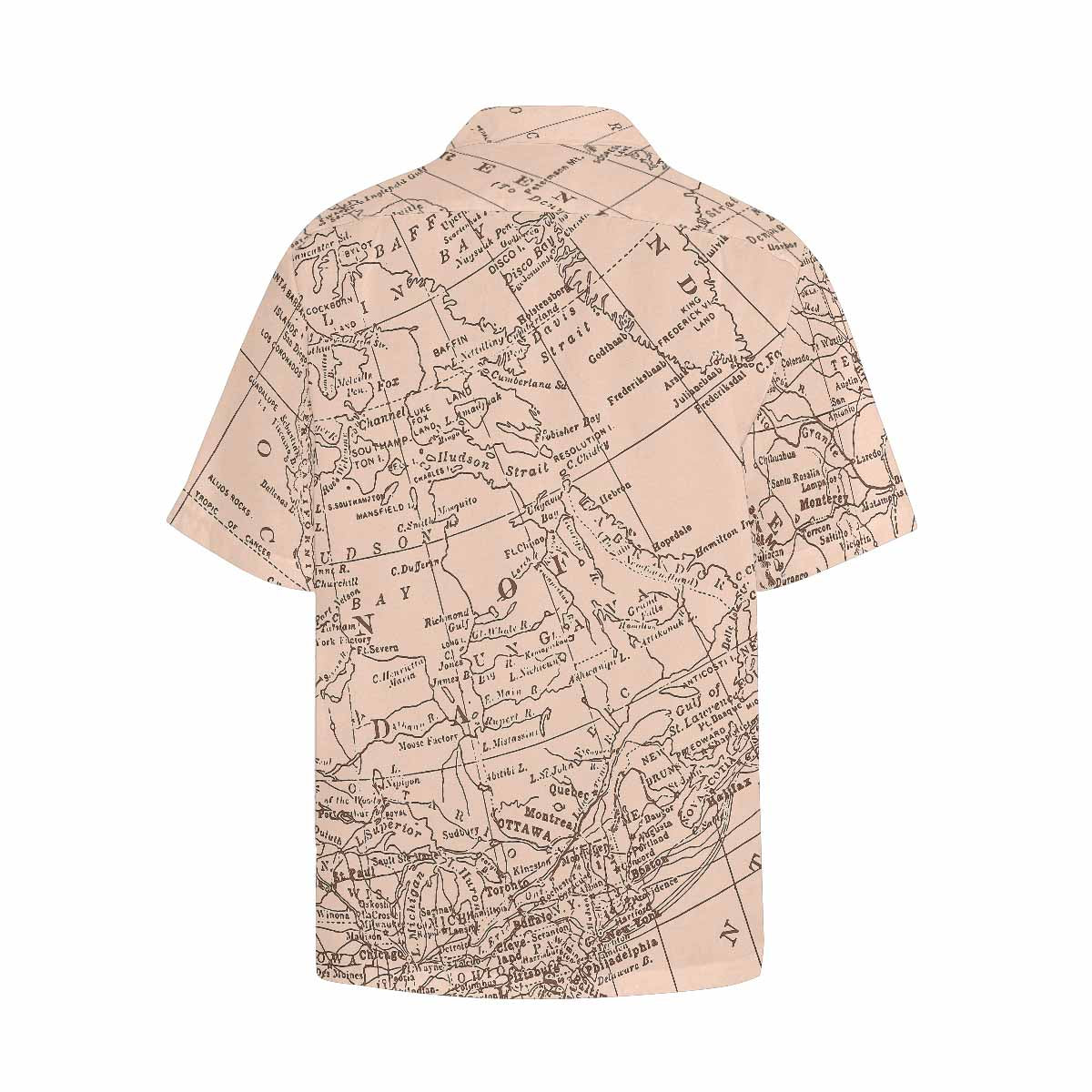Antique Map design Hawaiian mens shirt, Design 53