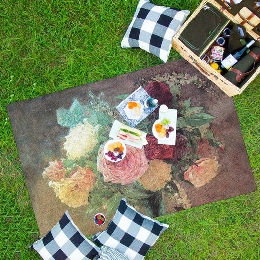 Vintage Floral waterproof picnic mat, 81 x 55in, Design 29