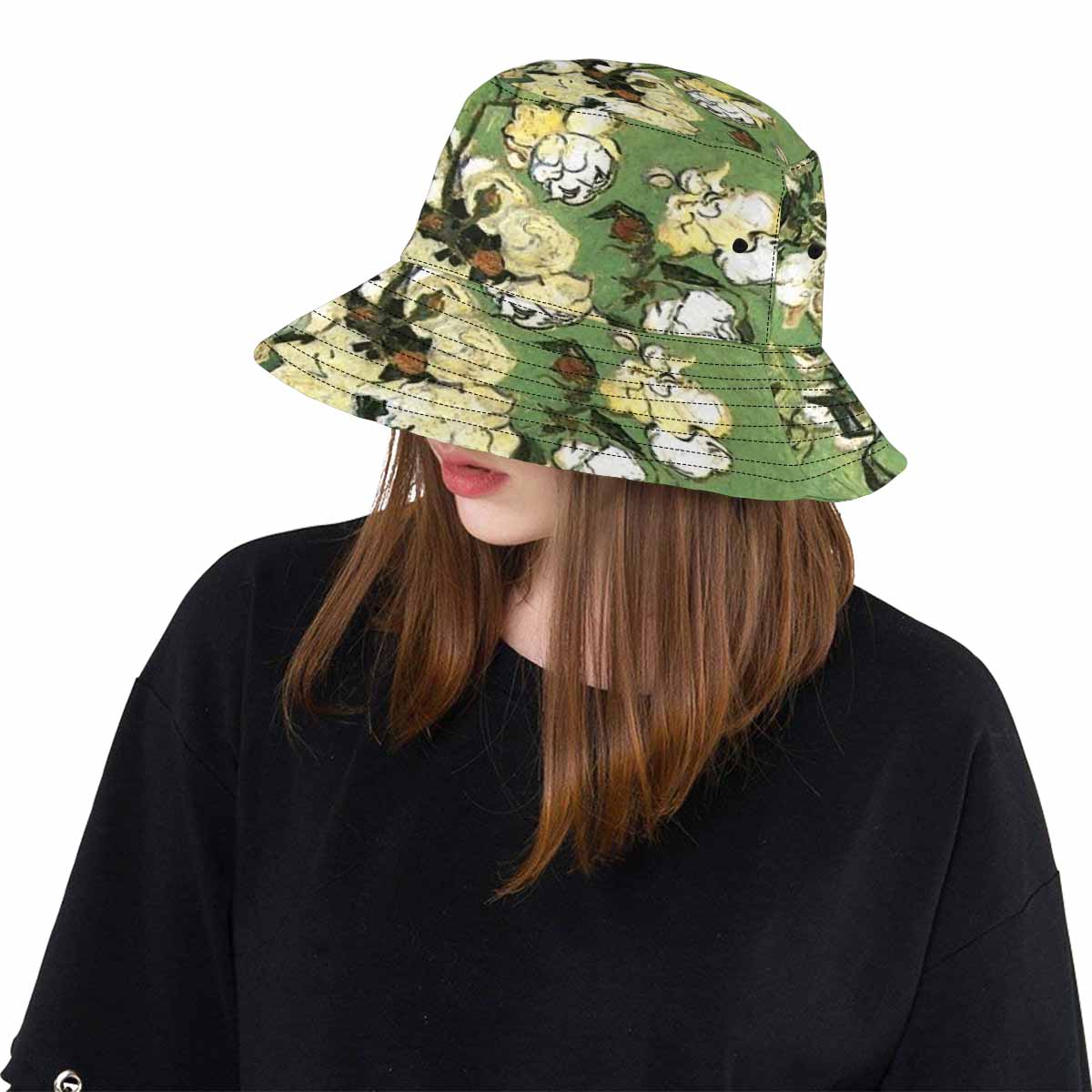 Vintage floral unisex bucket boonie Hat, outdoors hat, Design 55