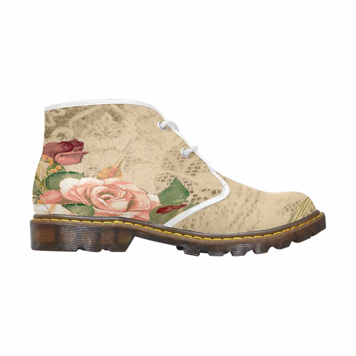 Lace Print, Cute comfy womens Chukka boots, design 25