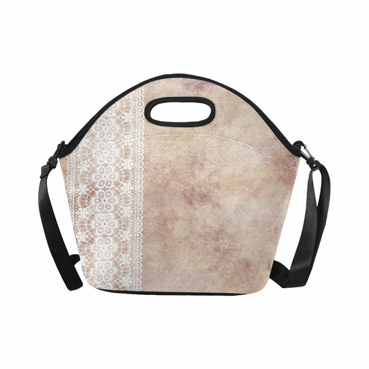 Victorian lace print insulated lunch bag, design 35