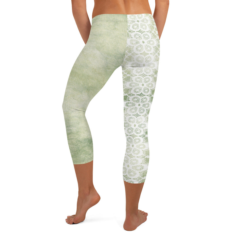 Victorian lace capri Leggings, size XS to XL, Design 42