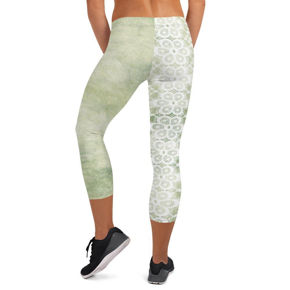 Victorian lace capri Leggings, size XS to XL, Design 42
