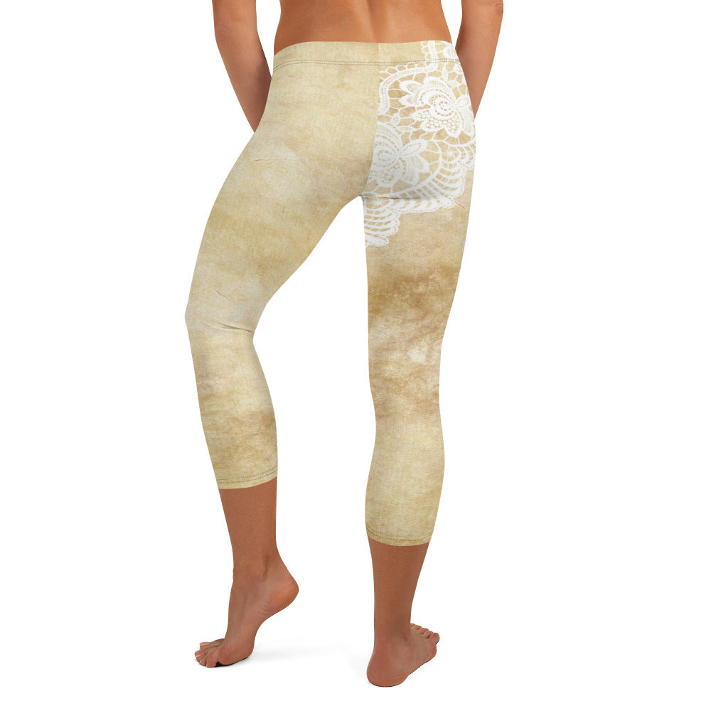 Victorian lace capri Leggings, size XS to XL, Design 29