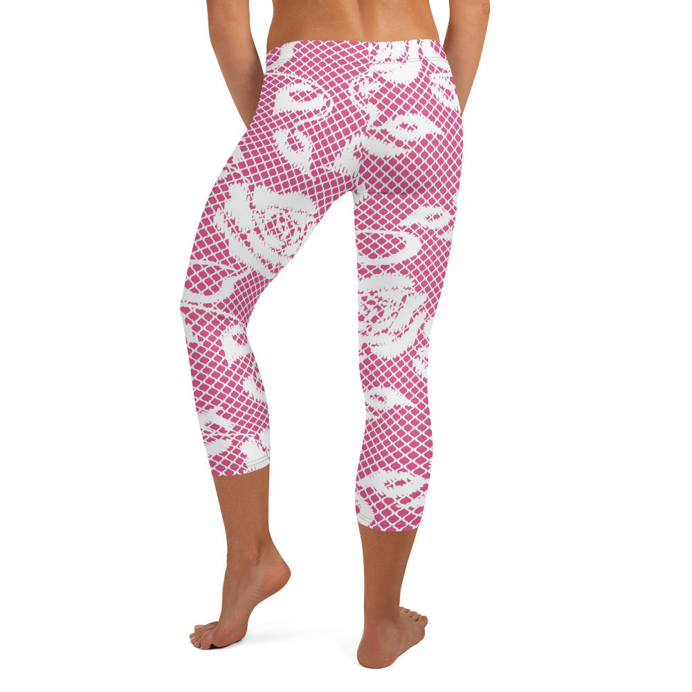 Victorian lace capri Leggings, size XS to XL, Design 17