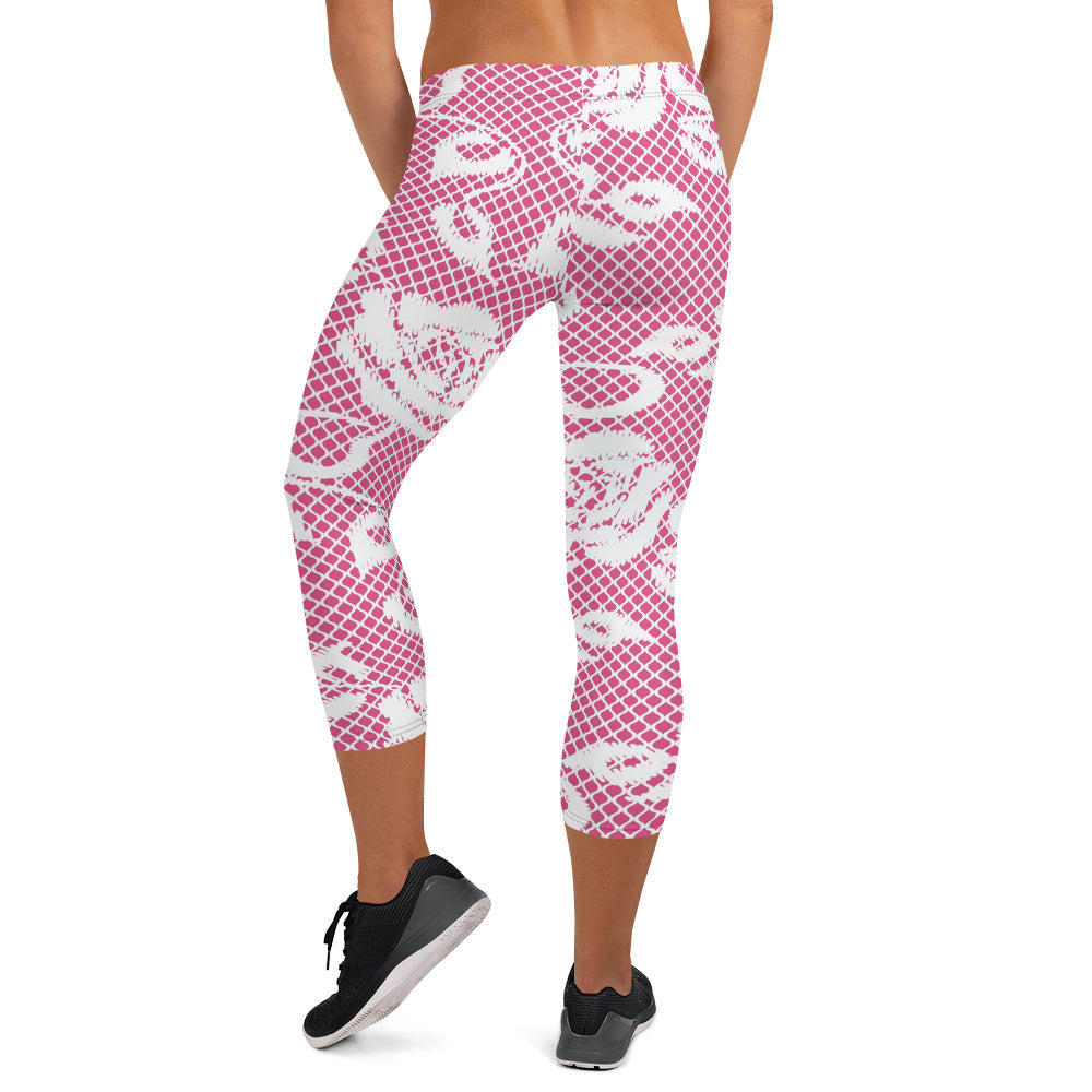 Victorian lace capri Leggings, size XS to XL, Design 17