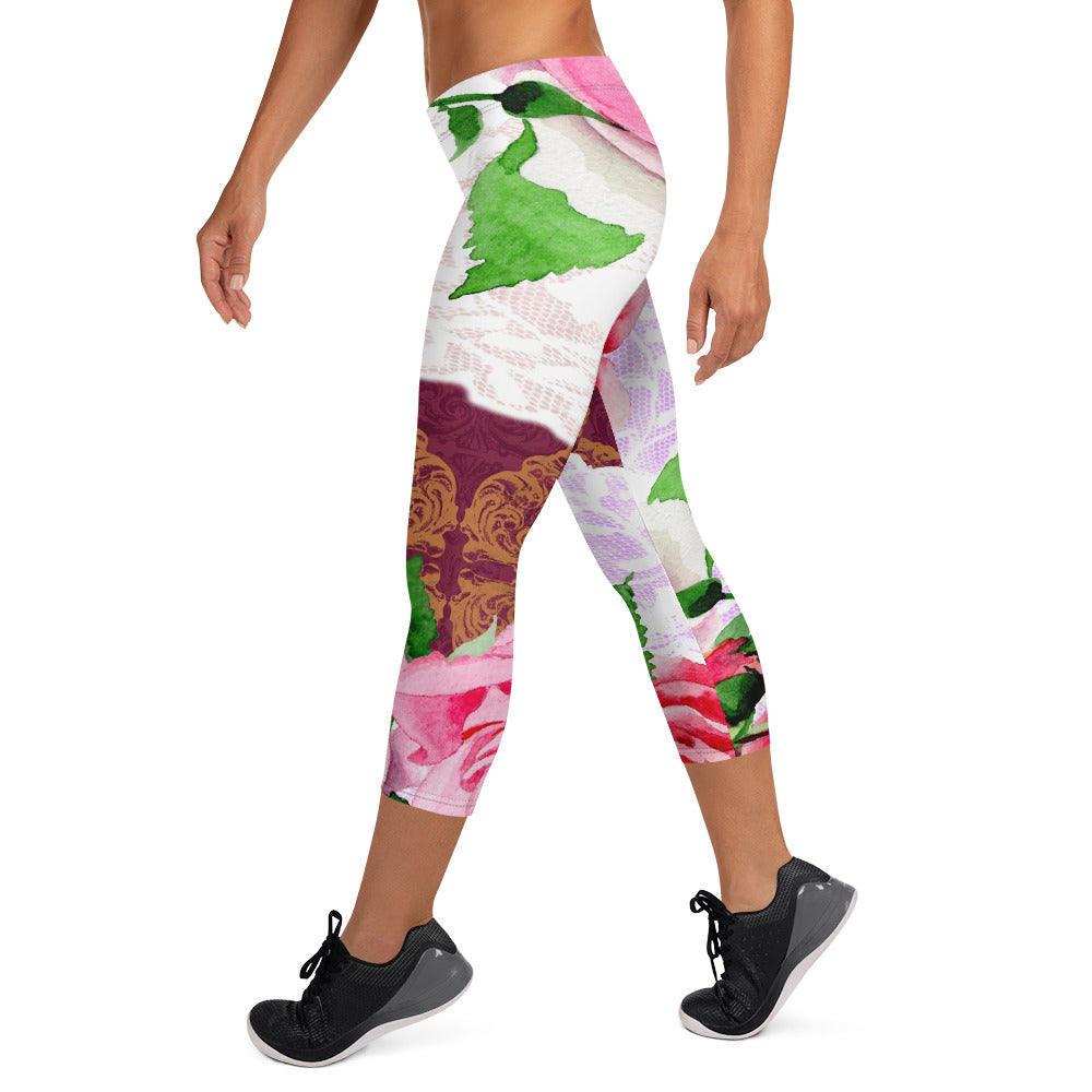 Victorian lace capri Leggings, size XS to XL, Design 19