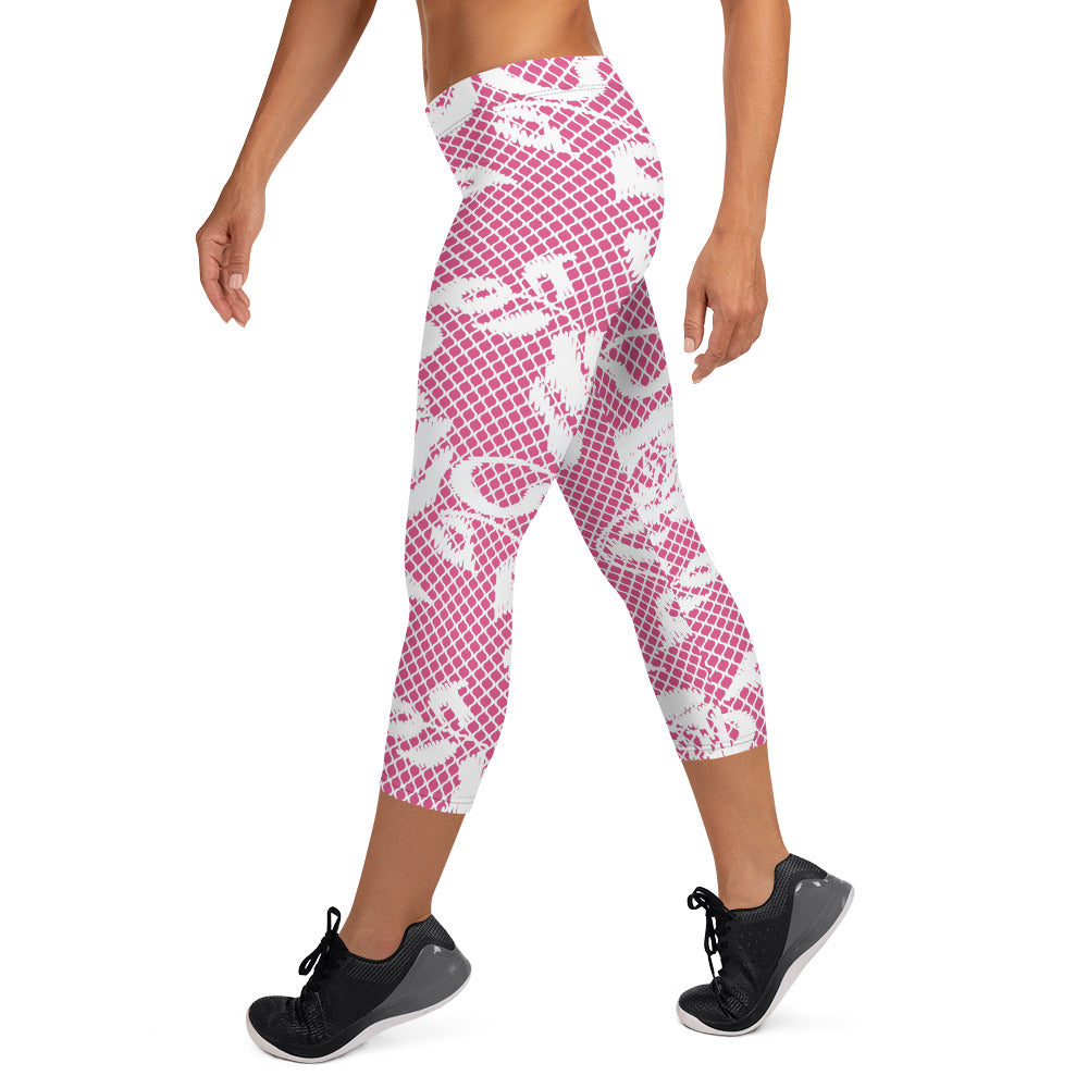 Victorian lace capri Leggings, size XS to XL, Design 17