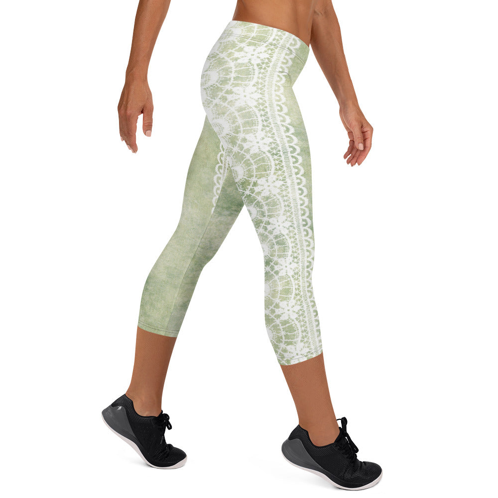 Victorian lace capri Leggings, size XS to XL, Design 42