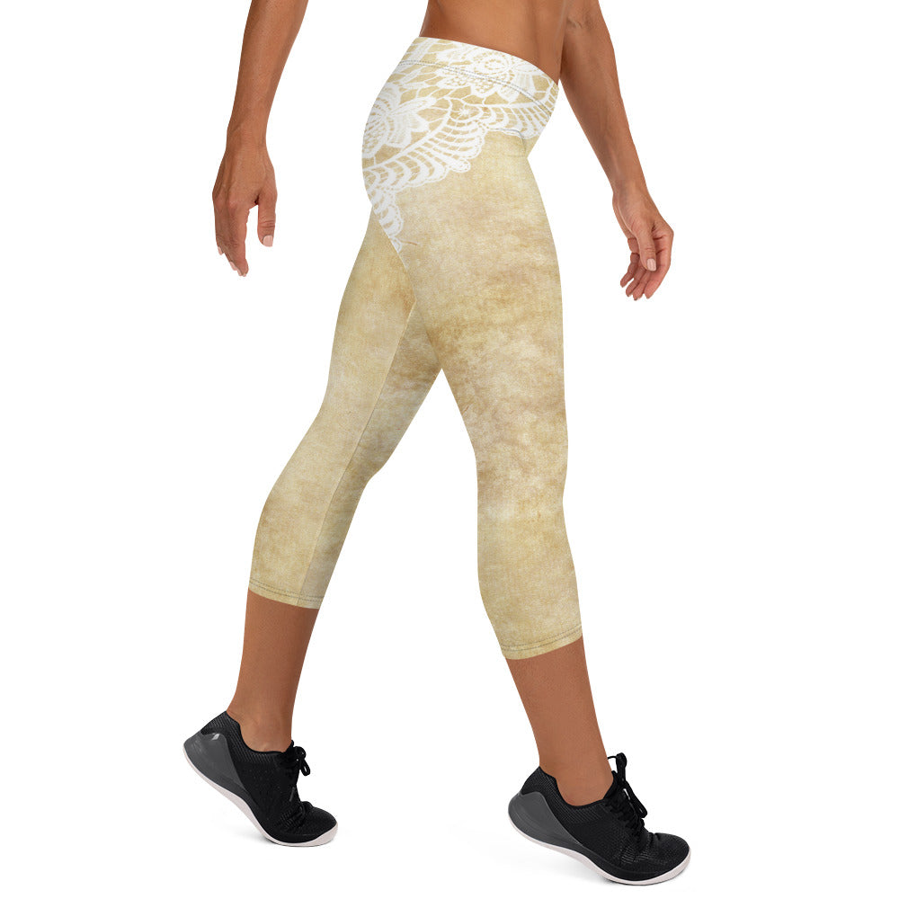 Victorian lace capri Leggings, size XS to XL, Design 29