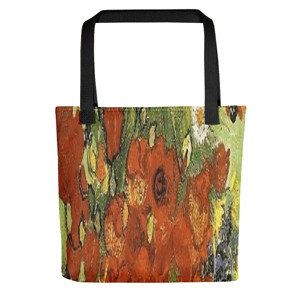 Vintage floral casual tote bag, beach bag, 15 x 15 inch, Design