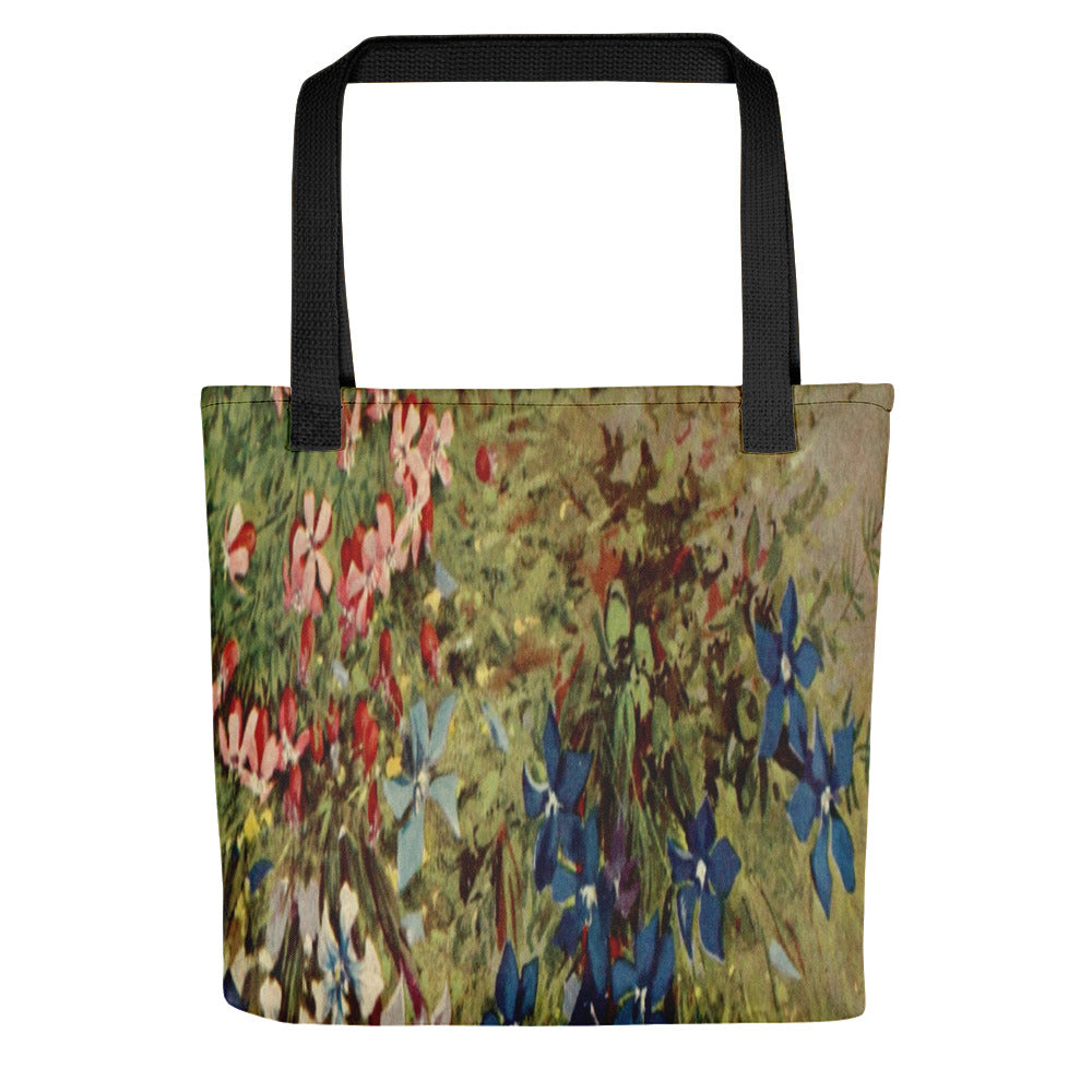 Vintage floral casual tote bag, beach bag, 15 x 15 inch, Design 39