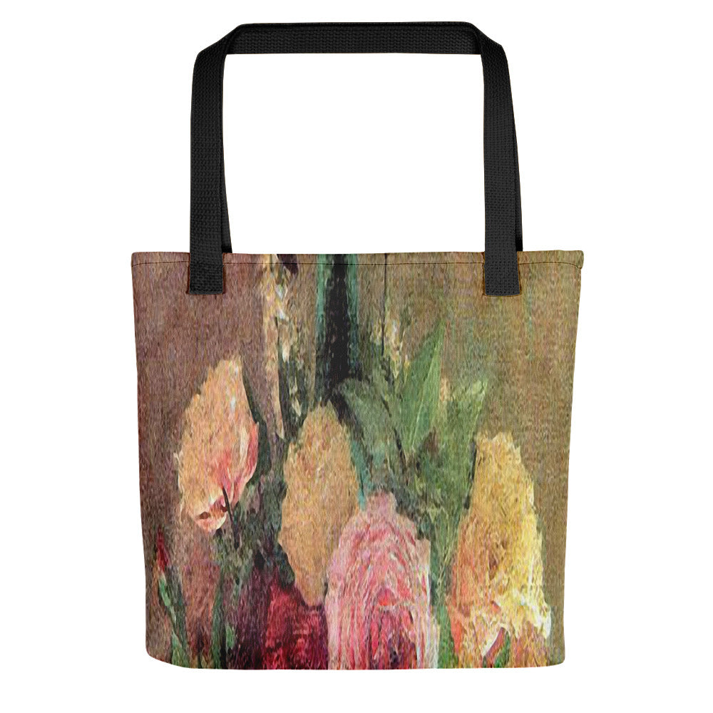 Vintage floral casual tote bag, beach bag, 15 x 15 inch, Design 29