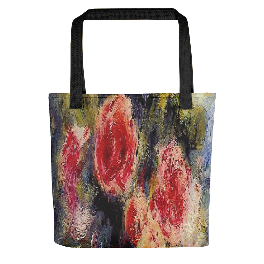 Vintage floral casual tote bag, beach bag, 15 x 15 inch, Design 26