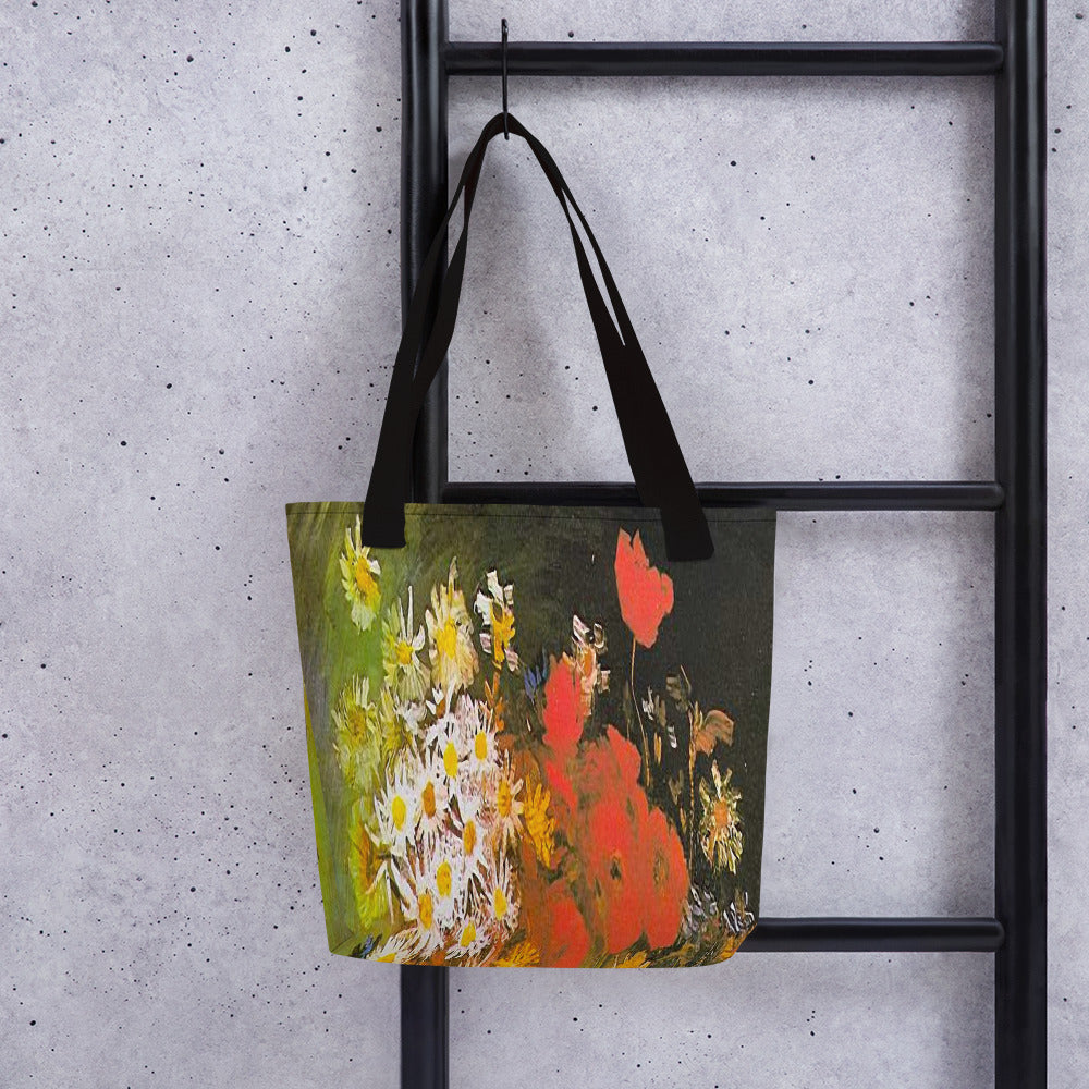 Tote bag Vintage floral casual tote bag, beach bag, 15 x 15 inch, Design 60