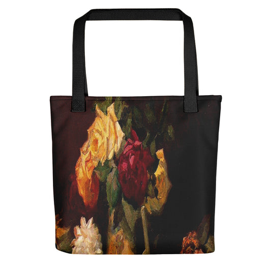 Vintage floral casual tote bag, beach bag, 15 x 15 inch, Design 37