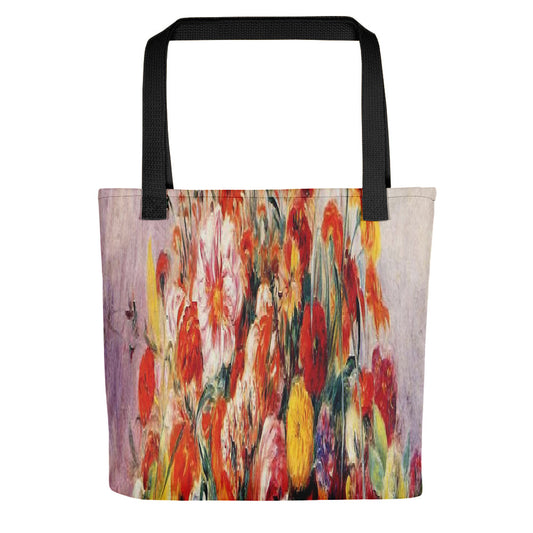 Vintage floral casual tote bag, beach bag, 15 x 15 inch, Design 19