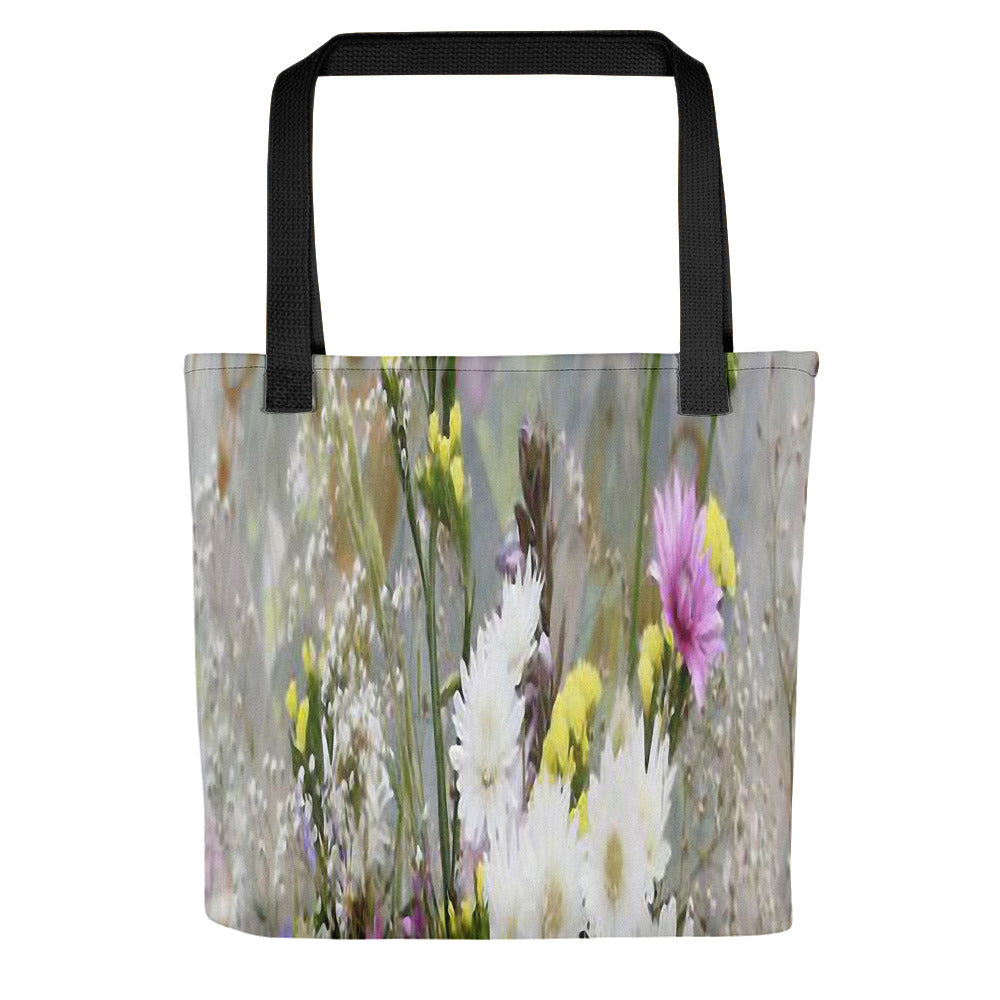 Vintage floral casual tote bag, beach bag, 15 x 15 inch, Design 2