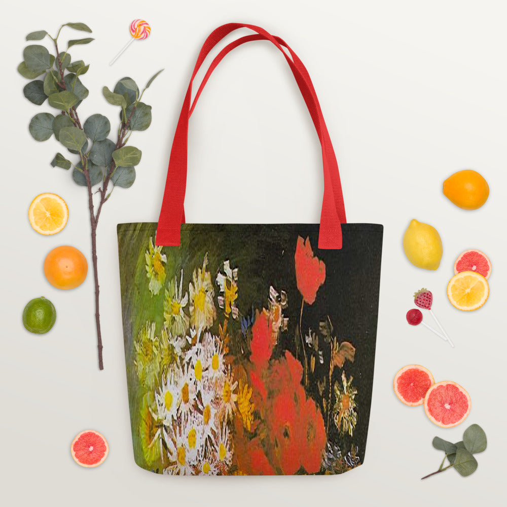 Vintage floral casual tote bag, beach bag, 15 x 15 inch, Design 60
