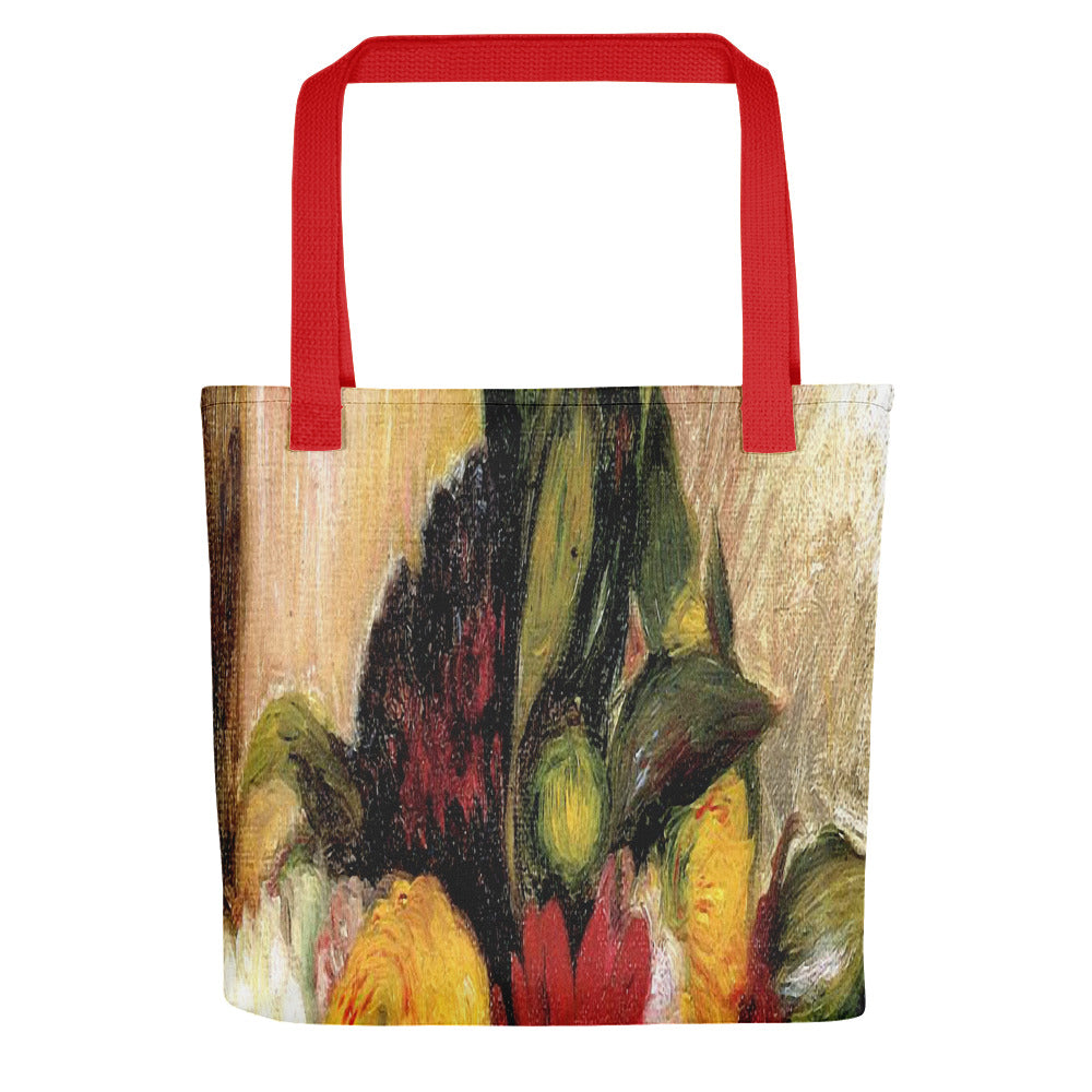 Vintage floral casual tote bag, beach bag, 15 x 15 inch, Design 25