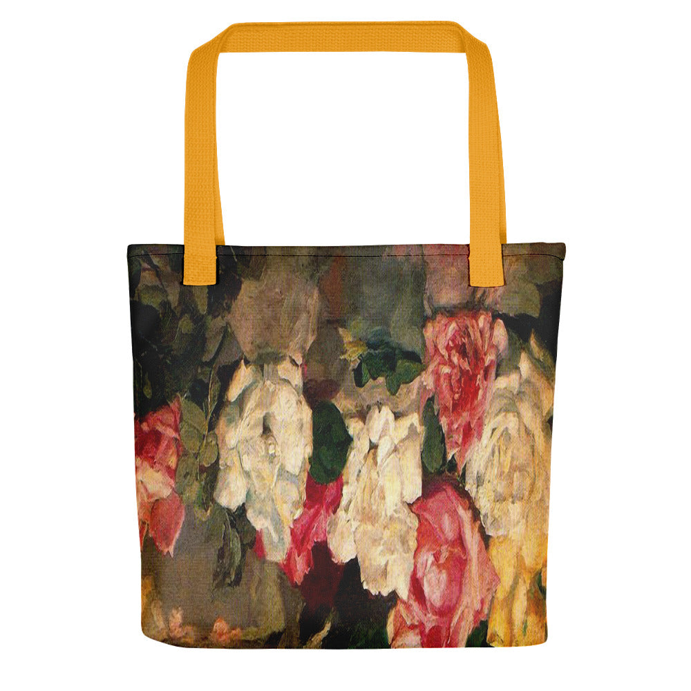 Vintage floral casual tote bag, beach bag, 15 x 15 inch, Design 37