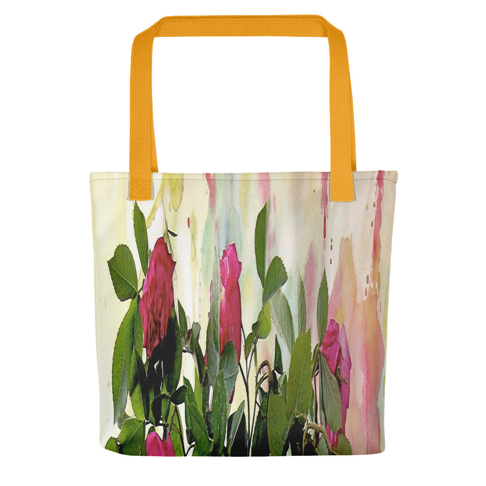 Vintage floral casual tote bag, beach bag, 15 x 15 inch, Design 22