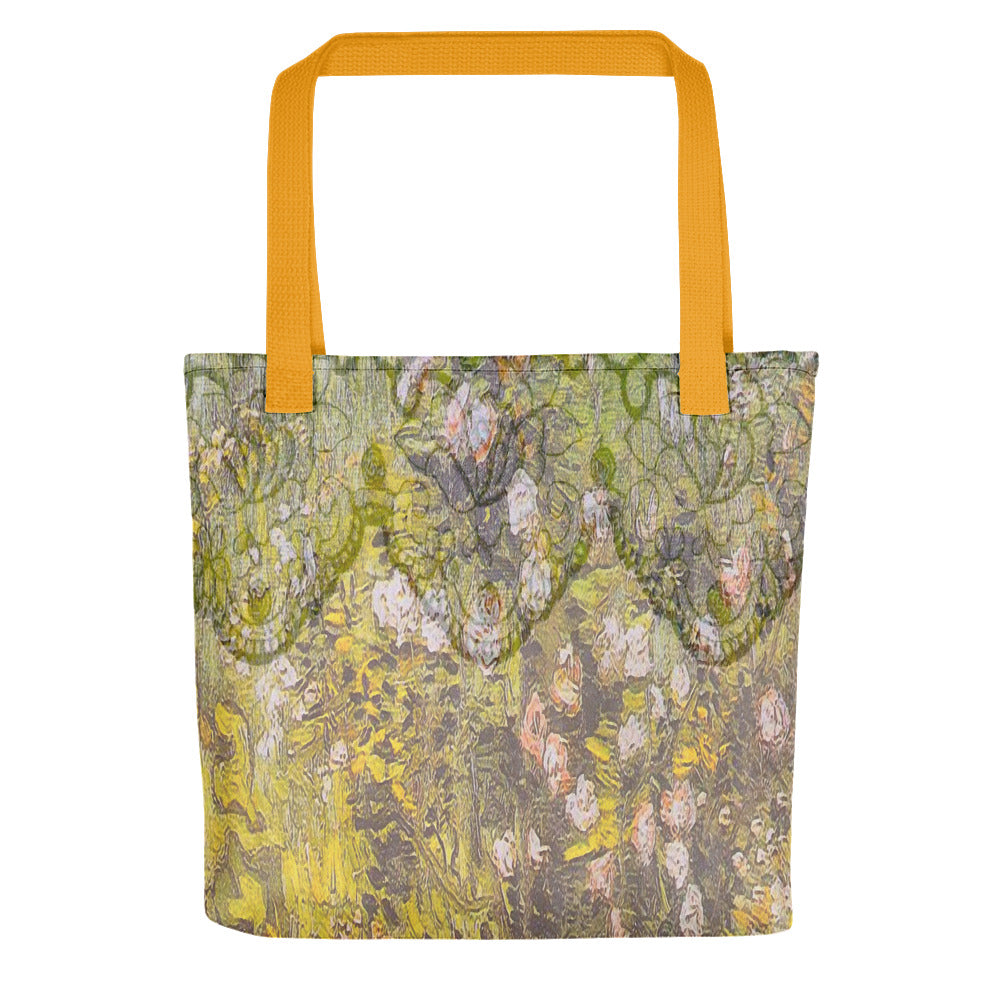 Vintage floral casual tote bag, beach bag, 15 x 15 inch, Design 5x