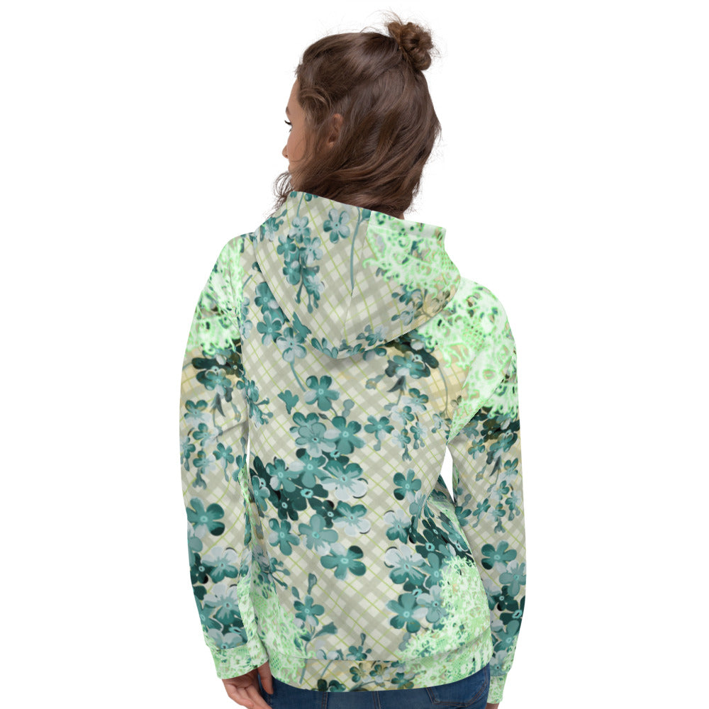 Victorian lace print womens Hoodie, long sleeve top, Size XS to 3XL, Design 53