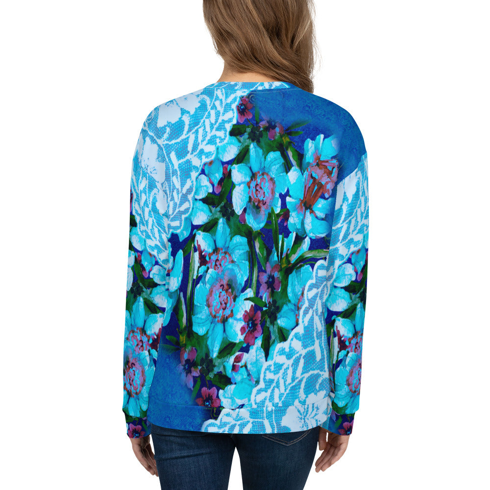 Lace Print sweatshirt, womens long sleeve top, Size XS to 3XL plus size, design 49