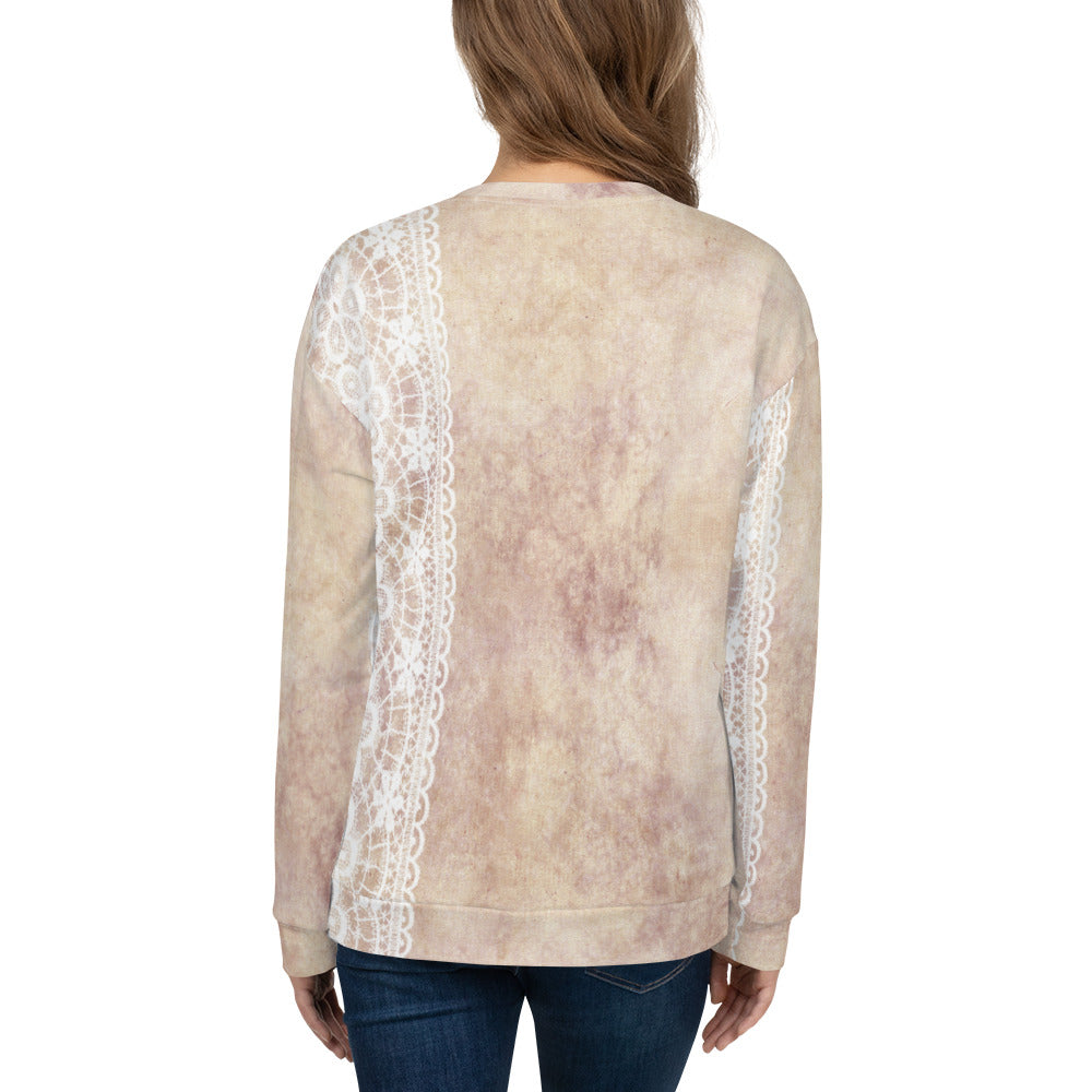 Lace Print sweatshirt, womens long sleeve top, Size XS to 3XL plus size, design 35