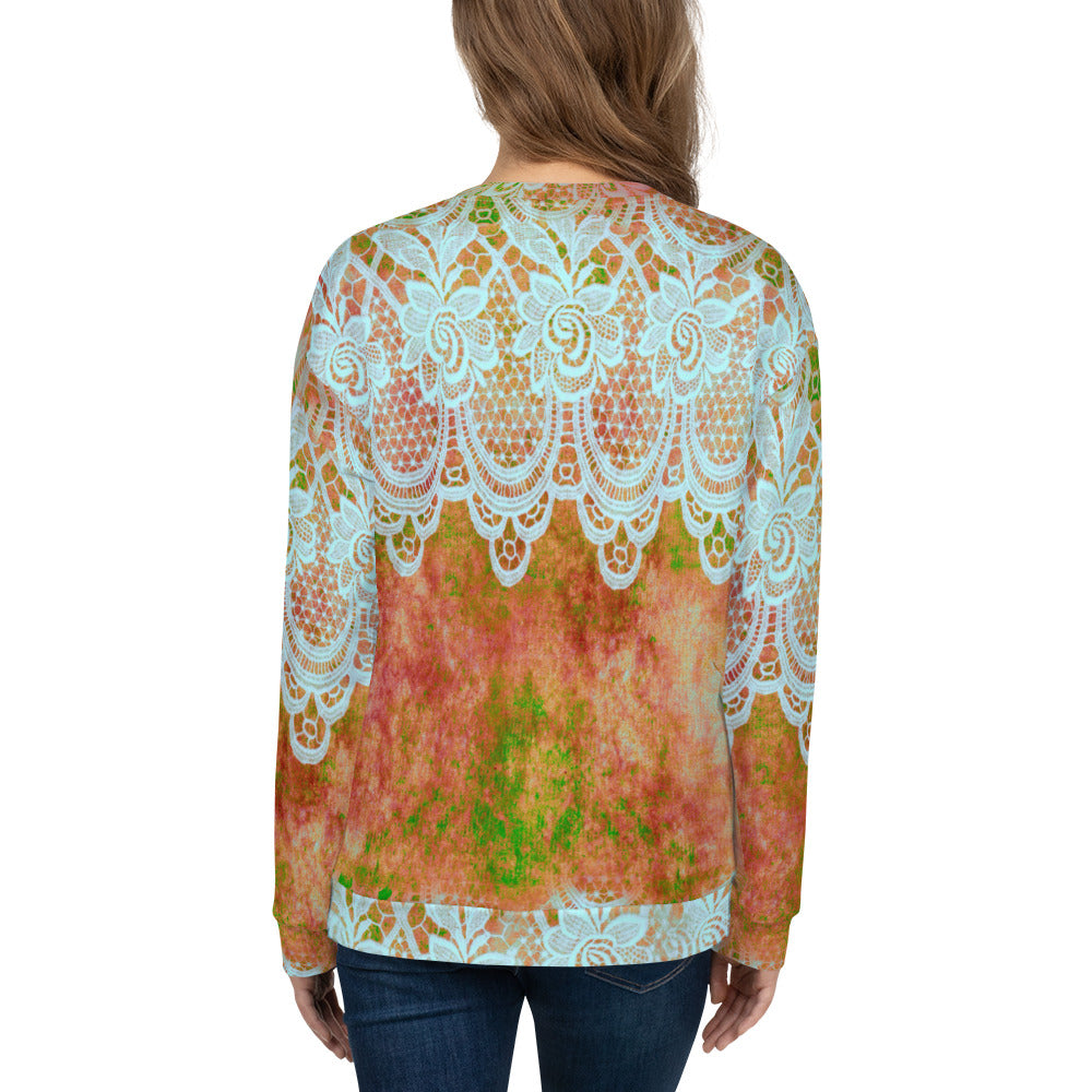 Lace Print sweatshirt, womens long sleeve top, Size XS to 3XL plus size, design 31