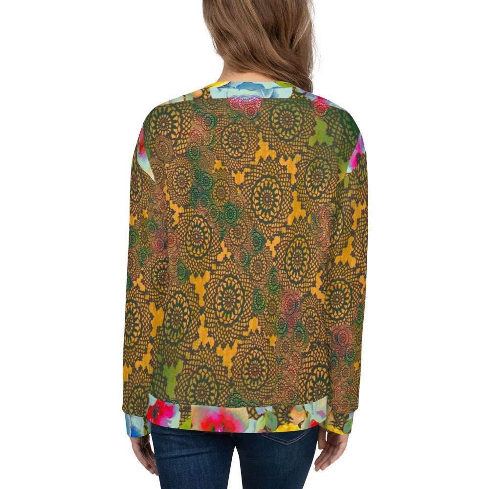 Lace Print sweatshirt, womens long sleeve top, Size XS to 3XL plus size, design 15