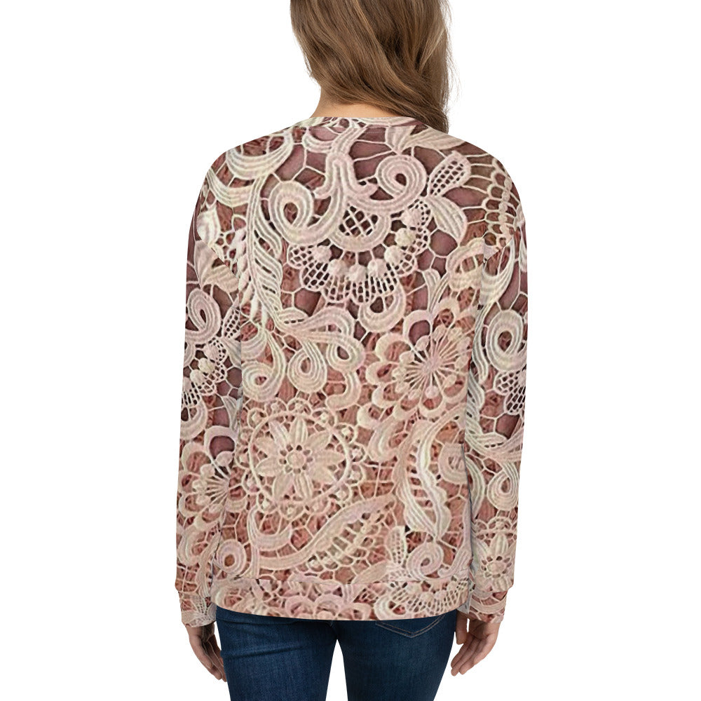 Lace Print sweatshirt, womens long sleeve top, Size XS to 3XL plus size, design 11