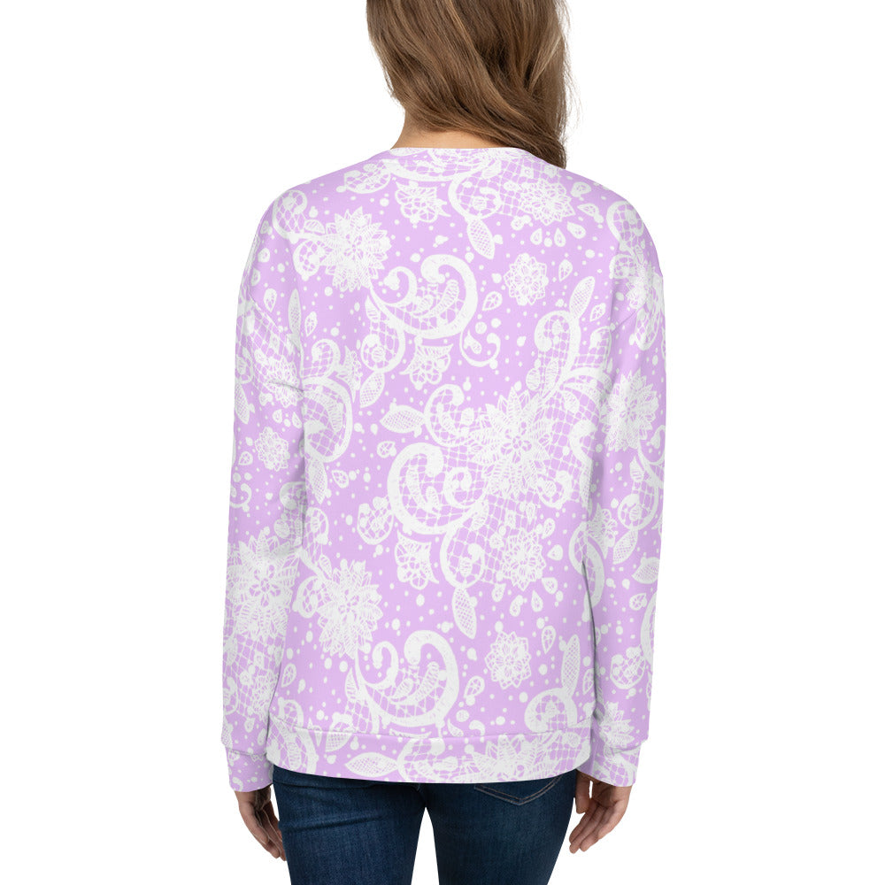Lace Print sweatshirt, womens long sleeve top, Size XS to 3XL plus size, design 06